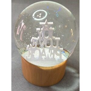 Nordstrom Christmas Snow Globe Natural Wood Base Light Up Joy Love Peace Holiday